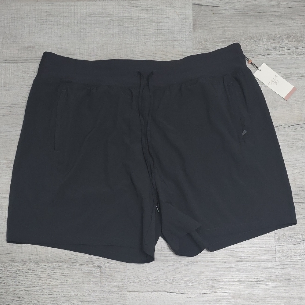 NWT Womens Calia Pure Black Bermuda Mid-Rise Shorts